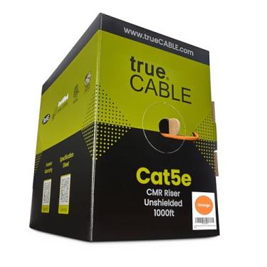 Imagem de TrueCABLE Cat5e Riser (CMR), 304.8 m, Laranja, 24AWG 4 pares de cobre puro sólido, 350MHz, PoE++ (4PPoE), listado ETL, par trançado não blindado (UTP), cabo Ethernet em massa