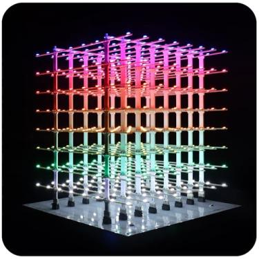 Imagem de iCubeSmart Kit de cubo de LED 3D 20 x 20 x 20 cm, kits eletrônicos faça-você-mesmo, kit de projeto de solda para adolescentes com software de edição 3D [3D8P-MULTI]
