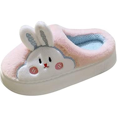 Imagem de Pantufas Mule para mulheres casal de mulheres fundo grosso algodão, rosa, 5.5
