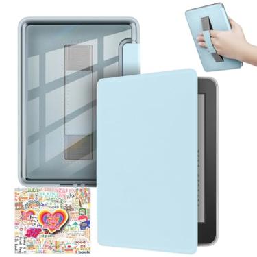 Imagem de Capa para Kindle Paperwhite 12ª geração lançado em 2024 (7 polegadas) e Kindle Colorsoft Signature Edition, capa traseira transparente durável de couro PU com alça de mão para despertar automático