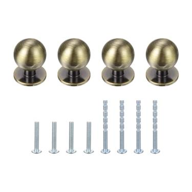 Imagem de PATIKIL Puxadores de armário, 4 peças 15/16" (24 mm) maçanetas de gaveta de cômoda redondas de alumínio para puxadores de armário de cozinha modernos, ferragens de metal, bronze champanhe