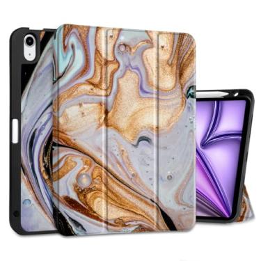 Imagem de DONGKE Capa para iPad Air de 11 polegadas M3 2025 / M2 2024 e iPad Air 5ª 2022/4ª geração 2020 10,9 polegadas, capa traseira ultrafina de TPU macio com suporte para lápis para despertar/hibernar