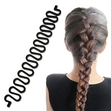 Imagem de Ferramenta de trança de cabelo para penteados fáceis de pentear tranças e pãezinhos para penteados femininos, acessório de cabelo portátil