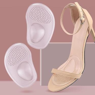 Imagem de 1 par de almofadas de silicone para a bola do pé, meia palmilha, antiderrapante, antepé, salto alto, inserções para cuidados com os pés 6,8 x 10 cm espessura 0,8 cm