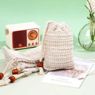Imagem de Saco de sabonete, 4 peças, bolsa de sabão natural, bolsa de algodão feita à mão com cordão para uso em banho e chuveiro