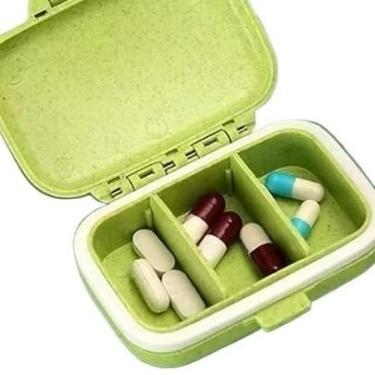 Imagem de Porta Comprimidos Portátil com 3 Divisórias - Organizador de Remédios para Viagem e Dia a Dia(2,Verde)