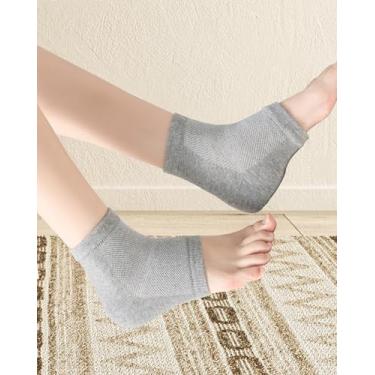 Imagem de 1 par de meias de salto hidratantes, para reparar saltos secos e rachados, meias hidratantes para dormir com vitamina E e azeite de oliva, cinza para mulheres e homens