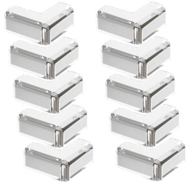 Imagem de Pacote com 10 protetores de canto transparentes para amortecedores, amortecedores de segurança de borda de móveis para qualquer canto de mesa em forma de L