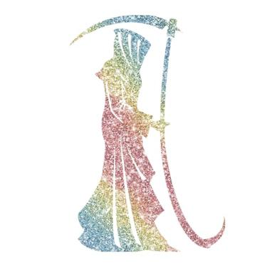 Imagem de Adesivo personalizado de foice da morte, resistente à descamação, não danifica a pintura, adequado para carros, caminhões, motocicletas 15 cm x 9 cm (conjunto de 2 peças em cores vibrantes)