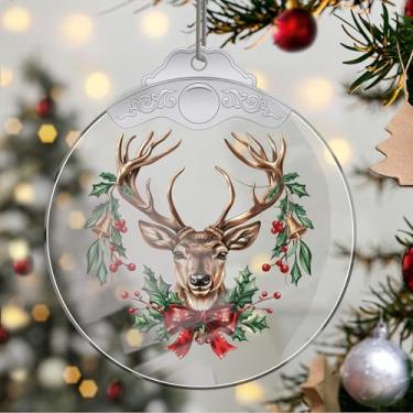 Imagem de Enfeites de Natal para pendurar em cristal de alce, enfeites de árvore de Natal feitos à mão, decoração de carro e casa - presentes de Natal, decoração de artesanato em acrílico, ideias de troca de