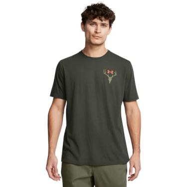 Imagem de Under Armour Camiseta masculina de manga curta cauda branca | Roupa de caça casual | Camiseta estampada com cauda branca e temporada de caça
