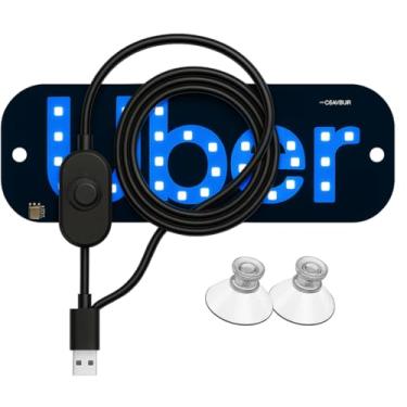 Imagem de Placa de LED para para-brisa de carro - Luz LED de para-brisa compartilhada com decalque azul e regulador de luz de toque USB (azul)