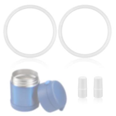 Imagem de 2 peças de juntas de borracha para alimentos, junta de substituição de silicone com 2 colunas elásticas de substituição, vedações de tampa de anel O, substituições para Thermos Funtainer 293 ml