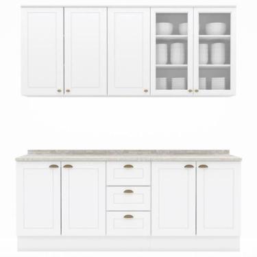 Imagem de Cozinha Modulada 200 Cm Ce854 Americana Branco Calcare Henn - MÓVEIS H