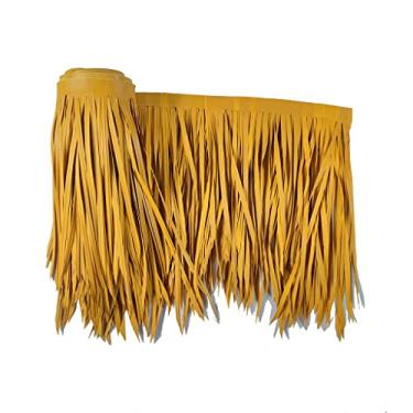Imagem de Rolo de palha de palmeira telha de palha artificial mexicana corredor de palha, então tenha 10 anos de vida, telhado de palha para decoração de parede Tiki Bar jardim pátio gazebos (amarelo d, 0,5 x 2