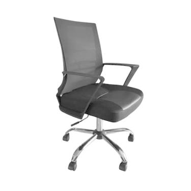 Imagem de Cadeira Diretor Preta com Encosto Telado e Base Cromada – Ergonômica, Reclinável e Resistente para Escritório