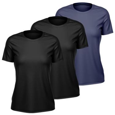 Imagem de Kit 3 Camisetas Feminina Dry Manga Curta Proteção UV Slim Fit Básica Academia Treino Fitness-Feminino