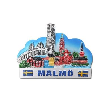 Imagem de Ímã de geladeira Malmö, Suécia, resina 3D, design de referência colorido