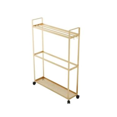 Imagem de porta-toalhas Móvel banheiro piso-pé toalheiro piso toalete carrinho cabide lacuna rack de armazenamento(Gold)