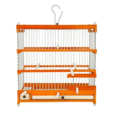 Imagem de Gaiola De Madeira E Fibra Artesanal Para Pássaros Pequenos