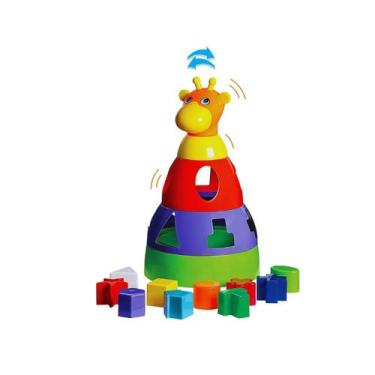 Imagem de Girafa Didática Brinquedo Educativo para Bebê 1 ano Empilhar Encaixar 