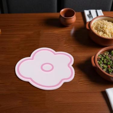 Imagem de Generic 1 peça de porta-copos floral trivet acrílico rosa 13,5 x 11,5 x 0,45 cm
