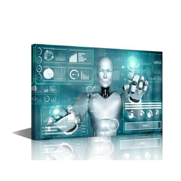 Imagem de TUMOVO Arte de parede 1 painéis, impressão em tela, arte robótica de pesquisa de ciência biônica, imagens impressas em tela para decoração de parede de casa, pôsteres e impressões de arte AI, moldura