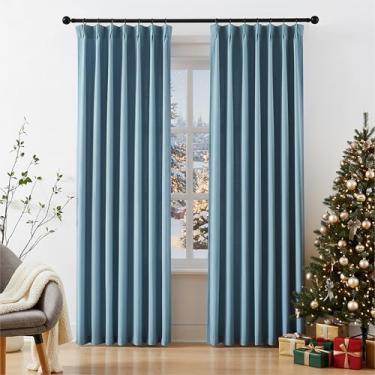 Imagem de Cortinas de linho plissadas de 272 cm, cortinas de janela semitransparentes, extralongas para sala de estar, quarto, cortinas texturizadas de linho grosso macio de 2,7 m para berçário infantil, 2