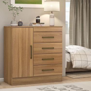 Imagem de Cômoda Montevidéu 4 Gavetas E 1 Porta 4290K Demóbile Amêndoa