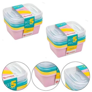 Imagem de Kit 10 Potes Plástico Tampa Organiza Alimentos 750Ml Jaguar