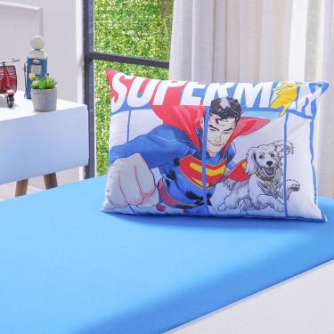Imagem de Jogo De Cama Solteiro 2 Pçs Superman Malha 100% Algodão Bene Casa Azul