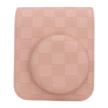 Imagem de Cryfokt Capa de Câmera Instantânea Xadrez Xadrez Vintage para Mini 12 Bolsa de Armazenamento de Viagem Com Alça de Ombro para Fuji Mini12 (Róseo)