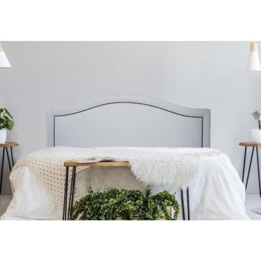 Imagem de Cabeceira Casal Curva Luxo 140x60 Courino Branco - Tachas Fumê