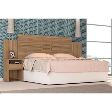 Imagem de Painel Cama Box Madeirado Casal Triunfo Com 2 Mesas E 2 Gavetas Amêndola Touch Demóbile