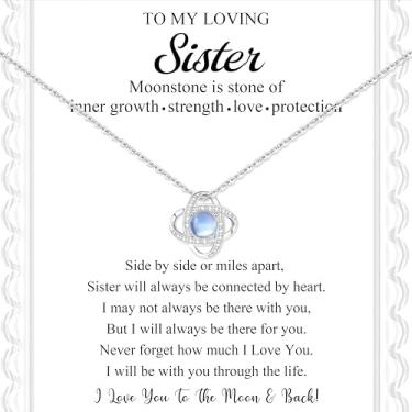 Imagem de JoycuFF Colar de corrente de aço inoxidável com pedra da lua, presente de dia das mães para mãe, irmã, namorado, mãe e amigas, Aço inoxidável, Sem Pedra Preciosa