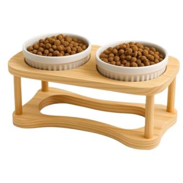 Imagem de Comedouro Elevado Com Duas Calhas Para Gatos E CãEs(Branco)