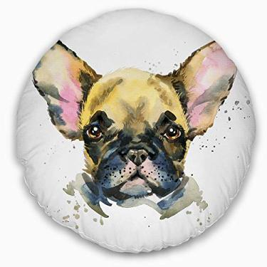 Imagem de Design aquarela marrom ilustração de cachorro contemporâneo sala de estar, sofá, almofada de alta qualidade + capa de almofada impressa em ambos os lados 50 cm