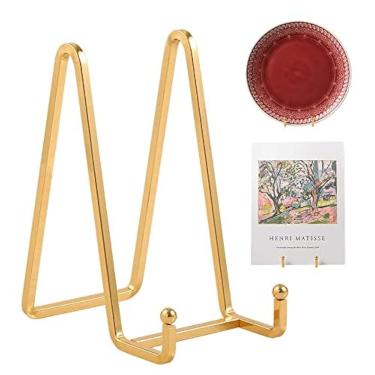 Imagem de Suporte de exibição de cavalete para placa - Suportes de placa de metal de 15 cm para exibição - Suporte de mesa - Cavaletes de ferro dourado para exibição de fotos | Molduras de fotos | Livro |