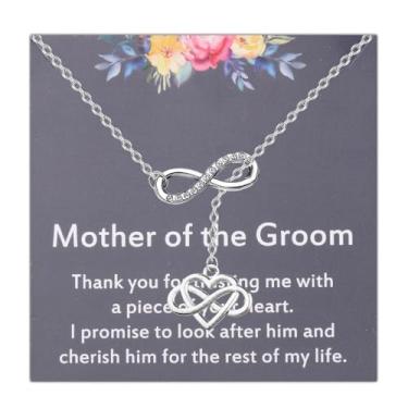 Imagem de PLITI Presente para mãe do noivo presente de sogra presentes de chá de panela coração infinito colar Y da nora, Medium, Aço inoxidável, Sem Pedra Preciosa