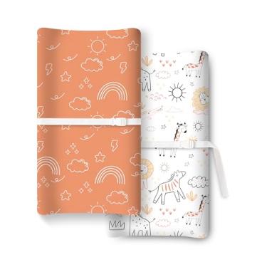 Imagem de TotChill Capa para trocador de fraldas extra elástica, ultramacia de malha de jérsei premium, unissex para meninos e meninas, serve para todas as mesas/cômoda padrão - pacote com 2