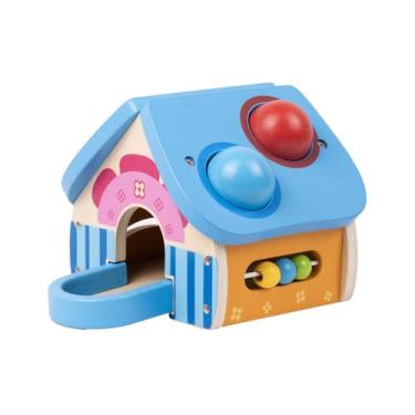 Imagem de Casa de Bater de Madeira Brinquedo Educativo de Martelo e Bolas Coloridas Para Coordenação Motora Crianças 1 a 3 Anos Atóxico