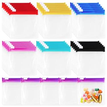 Imagem de Conjunto de 35 peças de bolsas Ziplock pequenas para pílulas, sacos de EVA reutilizáveis para armazenamento de medicamentos, bolsas de transporte coloridas prontas para viagem, para vitaminas, joias