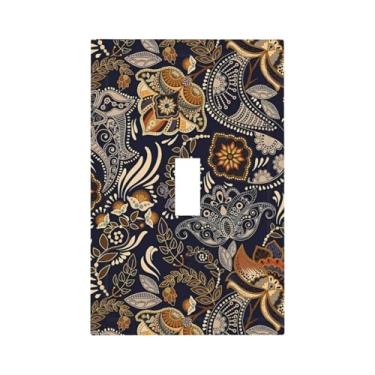 Imagem de Nadoabtm Capa decorativa para interruptor de luz, padrão paisley, flor de caju, planta de flor de caju, 1 gangue, interruptor único, decorador, placa de parede, dispositivo, placa elétrica para quarto