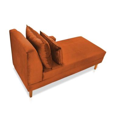 Imagem de Divã Chaise Jade 1,60 Cm Pés Chanfrado Veludo Terracota