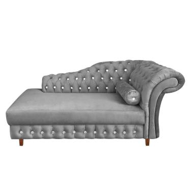 Imagem de Divã Chesterfield Juliette 160cm Pés Chanfrado Suede Grafite