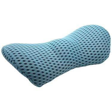 Imagem de Almofada de suporte de espuma viscoelástica lombar, tela 4D azul carro, design ergonômico dividido, suporte de capa removível para pescoço traseiro