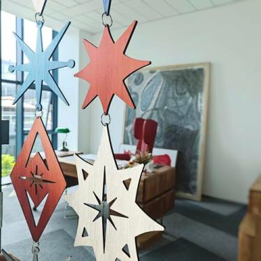 Imagem de MidModArt 12 peças de painéis de divisória de quarto suspensos de PVC arte de parede moderna de meados do século, divisórias decorativas de quarto MCM Diamond & Starburst para estudo de quarto de