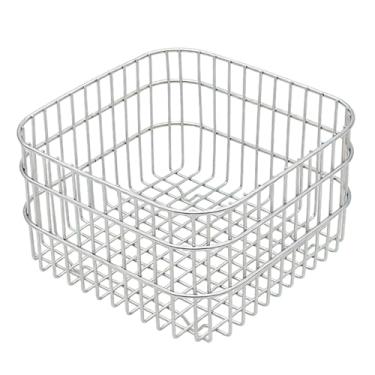 Imagem de Cesta de drenagem quadrada, pia de cozinha, aço inoxidável 304, armazenamento multifuncional, drenagem rápida, rack de lavagem resistente de frutas e vegetais