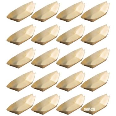 Imagem de Bandeja descartável de sushi para barco, 50 peças, pratos de 24,5 cm para aperitivos de madeira, madeira de pinheiro natural, ideal para doces e comida de apresentação, charcutaria