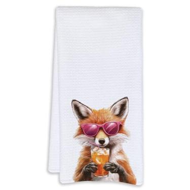 Imagem de Cabana Bro Toalhas de cozinha engraçadas de raposa para coquetéis, presentes para amantes de raposas, toalhas de chá para cozinha, bar, decoração de carrinho, presentes para amantes de coquetéis